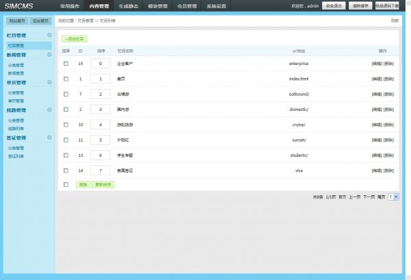 SIMCMS旅游网站源码 旅游公司企业源码 旅游垂直门户整站源码