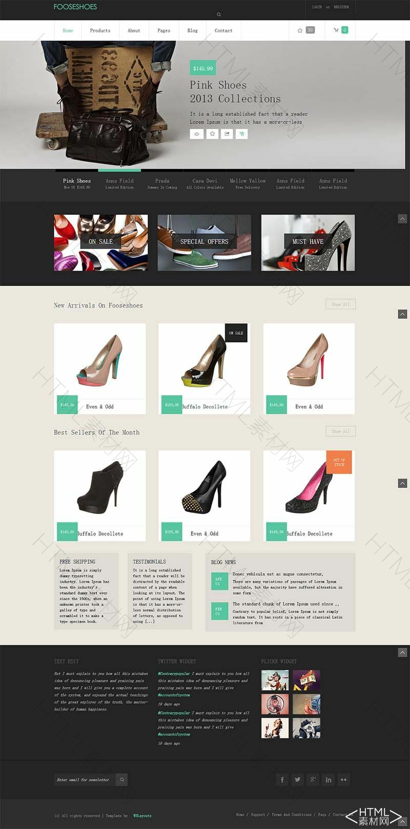 高跟鞋女鞋商城模板